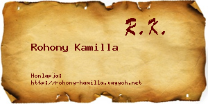 Rohony Kamilla névjegykártya